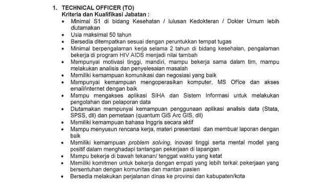 Rekrutmen Technical Officer